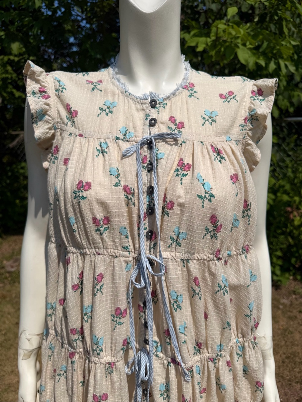Free People Sundown Floral Mini Dress Size XS Country Bohemian Tent Tunic Girly